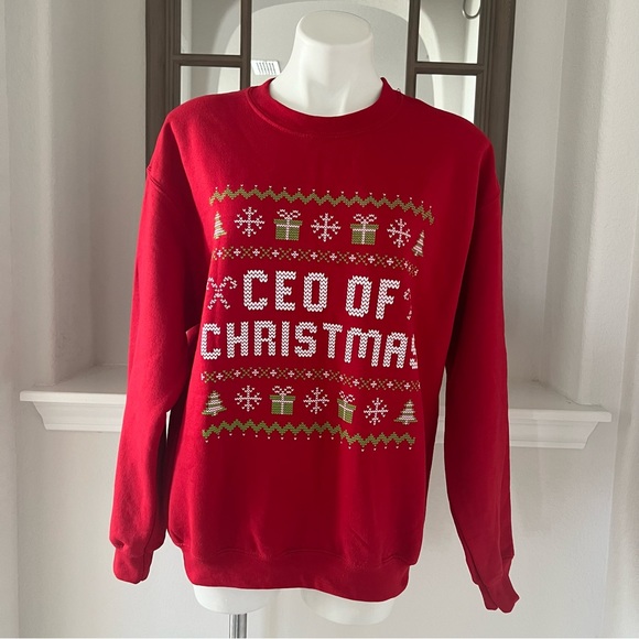 Phenomenal Graphic Christmas Sweatshirt Crew Neck Pullover Red Size M NEW - Picture 7 of 9